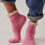 Free People Bubblegum Beloved Waffle Knit Ankle Socks
