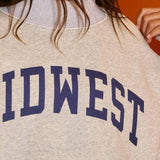 'MIDWEST BABE' Reversible Sweatshirt: Heather Grey