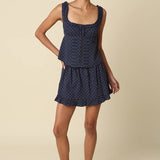 Navy Ashley Polka Dot Ruffle Mini Skirt