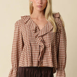 Hazel Gingham Ruffle Blouse