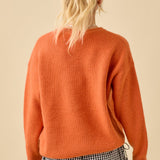 Pumpkin Face Patchwork Sweater Knit Top