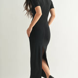 Black Soft Drape Maxi Dress
