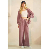 Mineral Wash Elastic Waist Wide Leg Pants