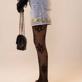 Light Wash High Rise Cuffed Embroidered Denim Shorts