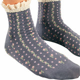 Free People Charcoal Rosebud Waffle Knit Ankle Socks