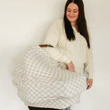 Taupe Checkered Bamboo Multi-Use Cover