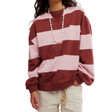 Free People Strawberry Wine Classic Stripe Crewneck