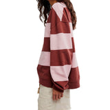 Free People Strawberry Wine Classic Stripe Crewneck