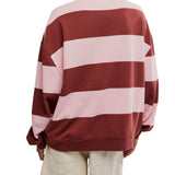 Free People Strawberry Wine Classic Stripe Crewneck