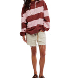 Free People Strawberry Wine Classic Stripe Crewneck