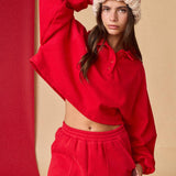 Cropped Collared Pullover Sweatshirt