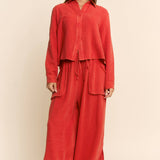 Garment Crop Shirt Top Leg Pants Set