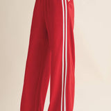Red Stripe Cropped Top & Wide Leg Pants Set