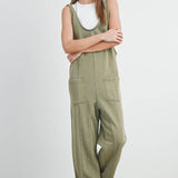 Olive Washed Sleeveless Jumpsuit