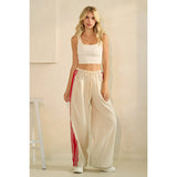 Ivory Sport Striped Wide Legged Pants