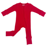 Red Organic Pointelle 2-Way Zip Romper