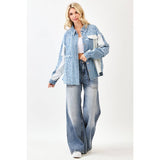 PATCHWORK MIX MEDIA PRINT OVERSIZED DENIM SHACKET