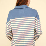 Overized Denim Striped Knit Top