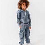 Navy Vintage 1/4th Hoodie-Jogger Set