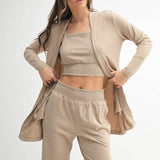 Tan Soft Ribbed Longline Cardigan