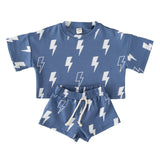 Blue Bolts Shorts Set