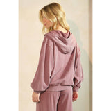 Mineral Wash Long Sleeve Hoodie Zip Up Jacket