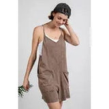 Brown Mineral Washed Cotton Poly Romper
