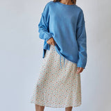 Blue Inside Out Roll Neck Pullover Sweater