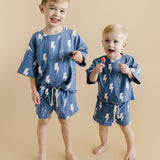 Blue Bolts Shorts Set