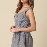 Faith Gingham Open-Back Romper