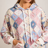 Spring Patchwork Quilted Hoodie