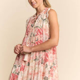 Sleeveless Floral Maxi Dress With Lace Trim