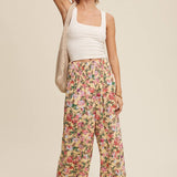 Floral Smocked Wide-Leg Pants