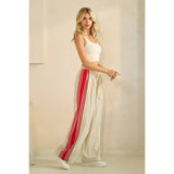 Ivory Sport Striped Wide Legged Pants