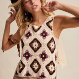 Crochet Granny Square Tassel Tie Vest