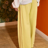 Exposed Seam Details Drawstring Solid Terry Sweatpants
