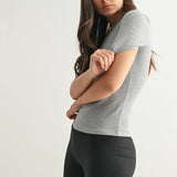 Grey Short-Sleeved Micro-Ribbed Top