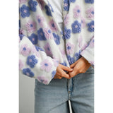 Collared Floral Zip-Front Sherpa Jacket
