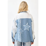 PATCHWORK MIX MEDIA PRINT OVERSIZED DENIM SHACKET