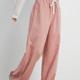 Red Drawstring Check Pants