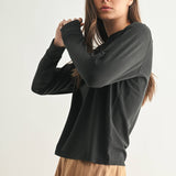 Black Stonewash Boxy Long Sleeve