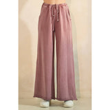 Mineral Wash Elastic Waist Wide Leg Pants