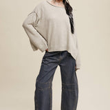 Ash Grey Slouchy Knit Pocket Sweater