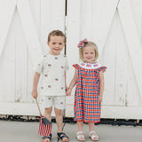 Flag Smocked Plaid Dress