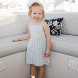 Blue Knit Gingham Dress