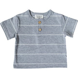 Grey Stripe Button Tee