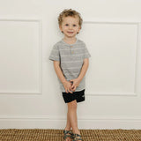 Grey Stripe Button Tee