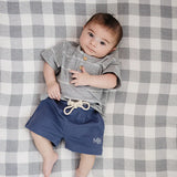 Grey Stripe Button Tee