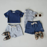 Grey Stripe Button Tee