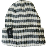 Grey & White Stripe Chunky Knit Beanie